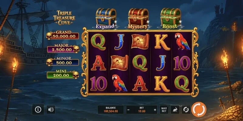 Triple Treasure Cove - Hold and Win bonus runda sa novčićima